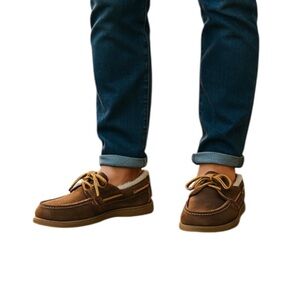 SPERRY Sherpa Lined Mens Top-Sider Boat Shoes Nutmeg Leather Nautical 9.5